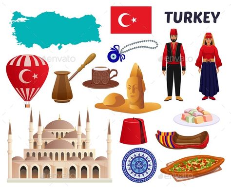 Turkey Culture Travel Set #AD #Culture, #AFFILIATE, #Turkey, #Set, #Travel Turkey Culture, Turkey Drawing, Turkey Flag, Geography For Kids, Food Map, Travel Printables, World History Lessons, Coffee Outfit, Turkey Country