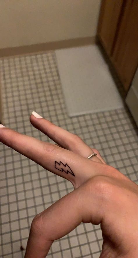 Lighting Bolt, Finger Tattoo, Finger Tattoos, Fish Tattoos, Jesus Fish Tattoo, Triangle Tattoo, Tattoo Ideas, Tattoos, Lighting