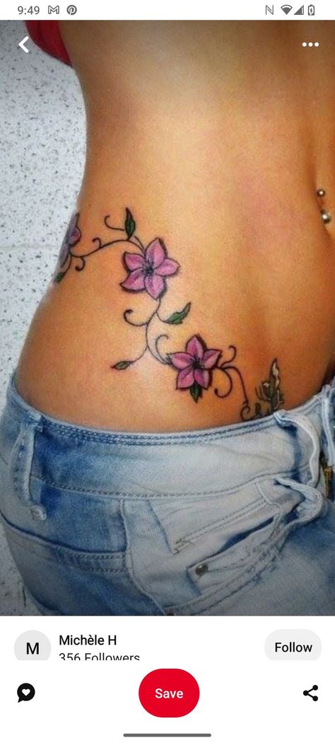 Side Abdomen Tattoos Women, Naval Tattoos For Women, Tattoo Ideas Waist, Waist Line Tattoos For Women, Side Waist Tattoo, Waist Tattoo, Abdomen Tattoo, Hawaii Tattoo, Lower Stomach Tattoos