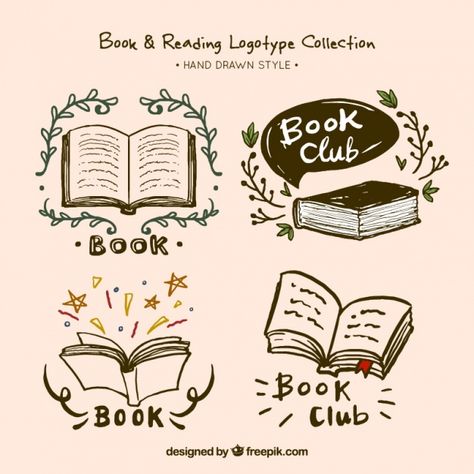 Author Logo Ideas, Book Club Aesthetic Logo, Book Club Poster Ideas, Books Logo Aesthetic, Book Club Logo Ideas, Book Store Logo Design, Books Logo Design, Book Club Logos, Logo Book Design