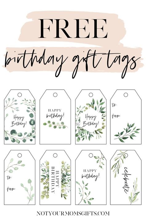 These free birthday gift tags are super easy to print at home + they’re adorable! Browse our Freebie Library for more free printables, including more free Mother's Day cards. Forget the boring socks and cliché gift cards—these are Not Your Mom's Gifts. #gifttags #freeprintables #freegifttags #birthday #birthdaygifts #giftideas #giftwrap #giftwrapping #giftwrapideas Mothers Day Gift Tags Free Printables, Handmade Tags Printable Free, Free Birthday Gift Tags, Gift Tag Template Free Printable, Gift Tag Template Free, Birthday Tags Printable, Birthday Gift Tags Printable, Happy Birthday Tag, Paper Card Ideas