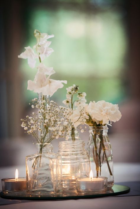 Natural theme on mirror base - #Marybrooke Manor #naturalthemecentrepieces Mirror Wedding Centerpieces, Work Retirement Party Ideas, Spring Pastel Wedding, Mirror Centerpiece, Wedding Reception Styling, Valentine Dinner Party, Kiss Party, White Wedding Centerpieces, Elegant Beach Wedding