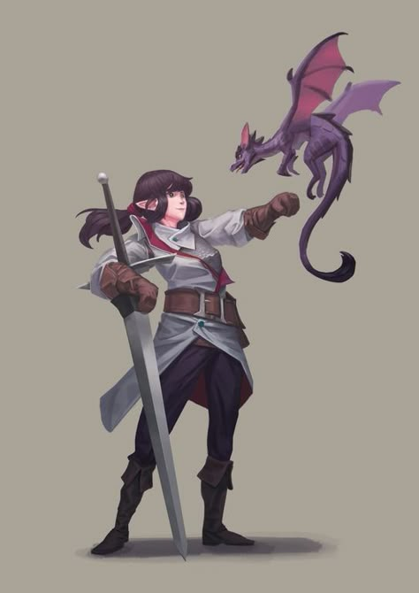 Alena and her dragon familiar Noxx Half Dragon Female, Dnd Elf, Knight Fantasy, Eldritch Knight, Class Board, Character Female, Paperback Writer, Half Elf, Warrior Women