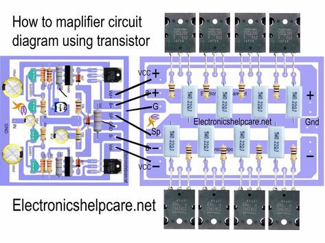 how to amplifier circuit diagram using transistor 2sc5200 2sa1943 Amplifier Circuit, Transistor Electronics, Power Amplifier Circuit Diagram, Amplifier Circuit Diagram, Diy Amplifier, Class D Amplifier, Electrical Projects, Sound Boxes, Car Amplifier