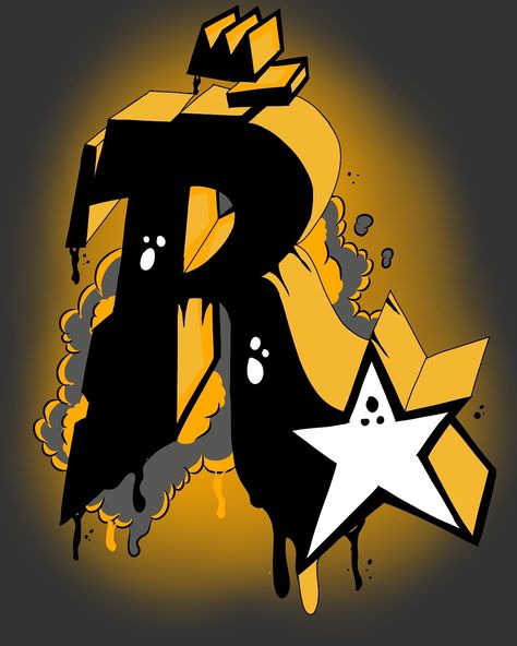 The ROCKSTAR GAMES logo design Graffiti Rockstar Games Logo Wallpaper, Rockstar Logo Design, Rockstar Games Wallpapers, Games Logo Design, Rockstar Games Logo, African Kimono, Nirvana Poster, Playstation Logo, Graffiti Canvas Art