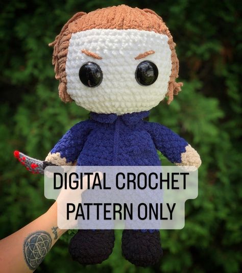 Pattern Only Cuddly Slasher 1 - Etsy Canada Crochet Slashers, Jason Crochet Pattern Free, Crochet Michael Myers Pattern, Michael Myers Crochet Pattern Free, Crochet Horror Dolls Free Pattern, Horror Movie Crochet Patterns Free, Crochet Horror Dolls, Crochet Michael Myers, Horror Movie Crochet