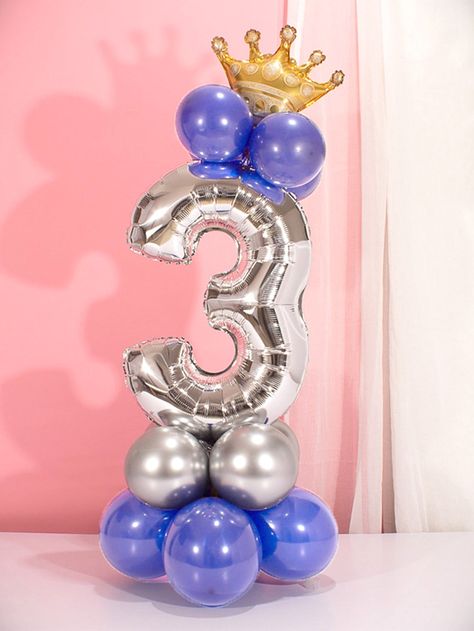 Ballons Number Decoration, Number 3 Birthday Decoration, Balloon Number Display, Simple Birthday Party Decorations, Bday Background, Party Balloons Diy, Birthday Decorations At Home, Balloon Garland Diy, Birthday Table Decorations