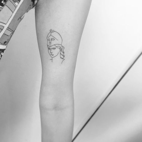 Athena tattoo  (@tattoobyok) Greek Goddess Tattoo, Aphrodite Tattoo, Athena Tattoo, Greek Tattoo, Greek God Tattoo, Greek Mythology Tattoos, God Tattoos, Omerta Tattoo, Goddess Tattoo