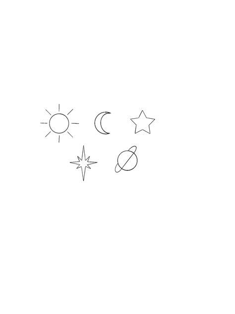 Minimal Tattoos For Best Friends, Sea Inspired Tattoos Simple, Mini Sea Tattoo, Space Tattoos Small Simple, Dainty Tats, Celestial Tattoos, Elsword Anime, Space Doodles, Celestial Tattoo