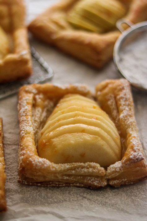 Pear Tarts – Marisol Cooks Mini Pear Tarts, Pear Tarte, Easy Pear Tart, Pear Mascarpone Tart, Rustic Pear Tart Recipe, Pear Tart, Mini Apple Pies, Apple Tart, Puff Pastry Sheets