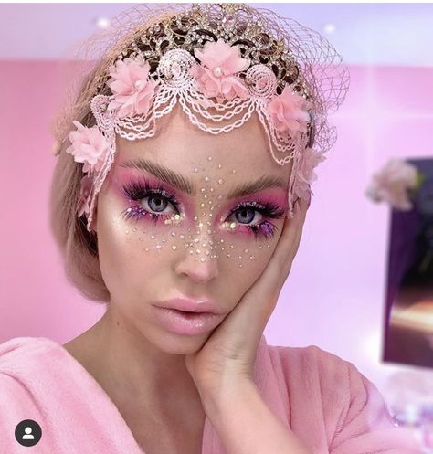 Halloween Makeuo, Fairy Fantasy Makeup, Sugar Plum Fairy Makeup, Sugar Plum Fairy Costume, Makeup Freckles, Fun Makeup Looks, Masquerade Ball Gowns, Egirl Makeup, Funky Makeup