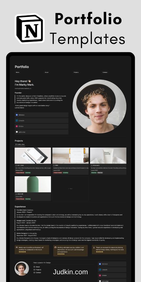 Notion portfolio website Showcase Portfolio, Notion Business, Notion Ideas, Marketing Executive, Case Study Template, Etsy Planner, Portfolio Case, Notion Templates, Portfolio Template
