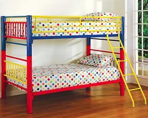 Metal bunk bed yellow blue and red Big Bunk Bed, Tree House Room, Kids Double Bed, Bunk Beds Ideas, Princess Tree, Twin Beds For Boys, Boys Beds, Ikea Kids Bed, Kids Bed Design