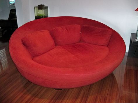 Large Red Cellini UFO Sofa Oval Round Cloth Couch Loveseat Chair Round Loveseat, Large Loveseat, Cuddle Couch, Round Couch, Circle Sofa, Round Sofa Chair, Leather Sofa Bed, Round Sofa, Couch And Loveseat