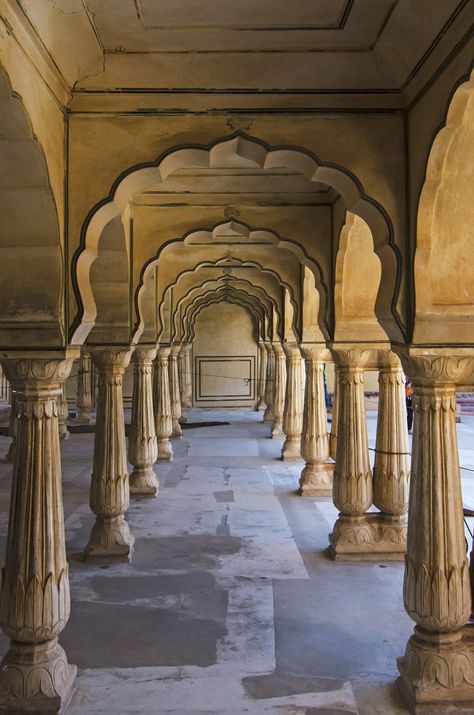 'Toshkhana', Amer Fort, Jaipur, Rajasthan, India - Majestic  rows of pillars inside the Amer Fort. Poila Boishakh, Agra Fort Photography, Amber Fort Jaipur Photography, Rajasthani Fort, Amer Fort Jaipur, Amber Fort Jaipur Architecture, Diary Inspiration, Amer Fort, Agra Fort