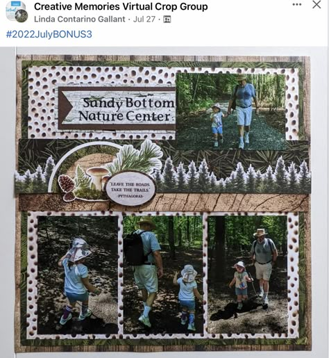 Hiking Scrapbook, Outdoors Scrapbook Layouts, Camping Scrapbook Layouts, Picture Layout, Forest Walks, Camping Scrapbook, Travel Scrapbook Pages, Scrapbook Design Layout, Beautiful Scrapbook Layouts