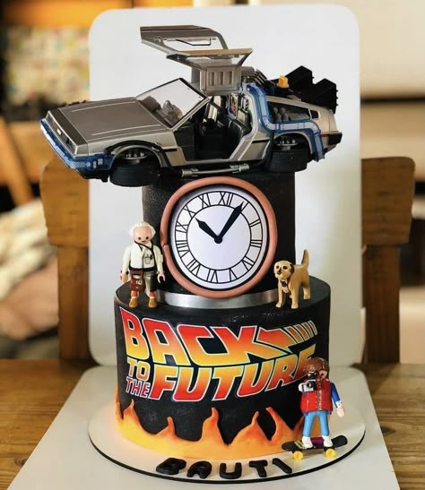 Back To The Future Cake Ideas, Back To The Future Birthday Cake, Back To The Future Party Theme, Back To The Future Party Ideas, Back To The Future Birthday Party, Back To The Future Birthday, Bttf Party, Back To The Future Tattoo, Dads 50th Birthday