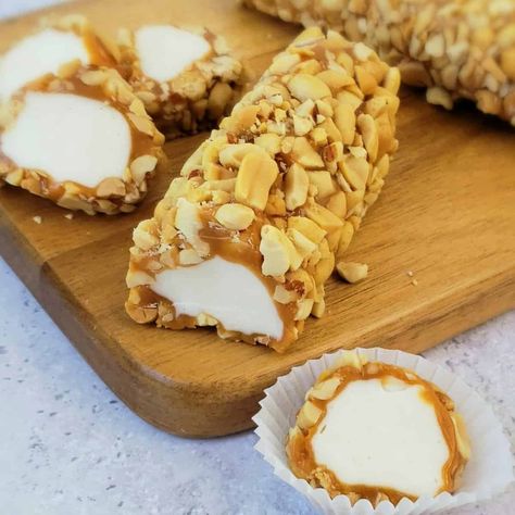 Homemade Salted Nut Rolls, Caramel Nut Rolls, Salted Nut Roll Recipe, Sees Candy Rum Nougat Recipe, Nut Candy Recipes, Peanut Rolls Recipe, Homemade Edible Christmas Gifts, Salted Nut Roll Bars, Marshmallow Nougat