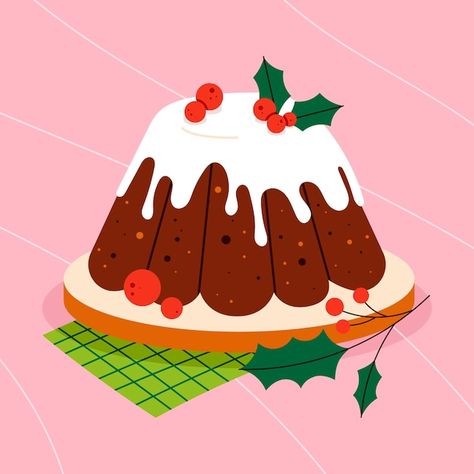 Hand drawn flat christmas pudding illust... | Free Vector #Freepik #freevector #christmas #xmas #hand-drawn #noel Christmas Pudding Illustration, Christmas Food Illustration, Christmas Illust, Fruits For Breakfast, Pudding Illustration, Christmas Bundt Cake, Christmas Contests, Dessert Illustration, Art 2023