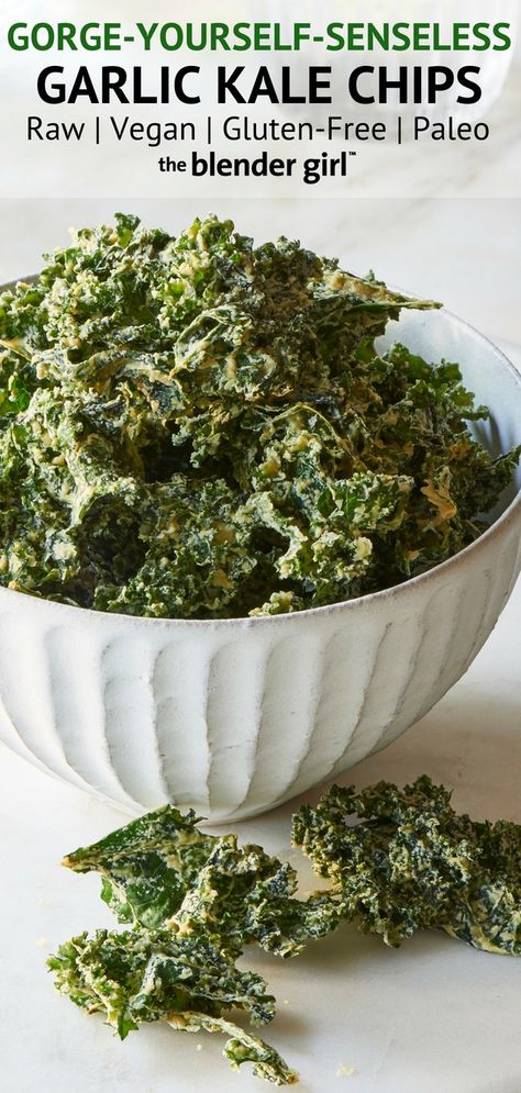 Vegan Kale Recipes Healthy, Vegan Kale Recipes, Dehydrated Kale Chips, Kale Recipes Healthy, Kale Chip, Cashew Cream Cheese, Vegan Chips, Chip Recipes, Healthy High Protein Snacks