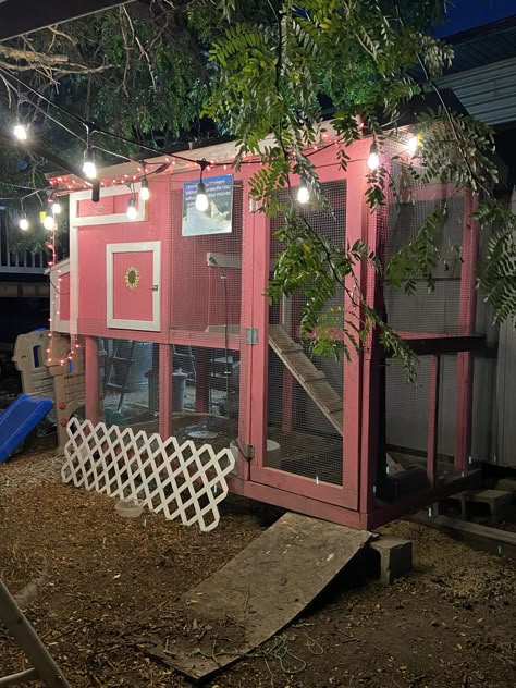 Chicken Coop Front Yard, Turquoise Chicken Coop, Pink Chicken Coop Ideas, Home Made Chicken Coop Diy, Girly Chicken Coop, Upcycle Chicken Coop, Chicken Coop Garden Ideas, Chicken Coop Paint Ideas, Tiny Chicken Coop