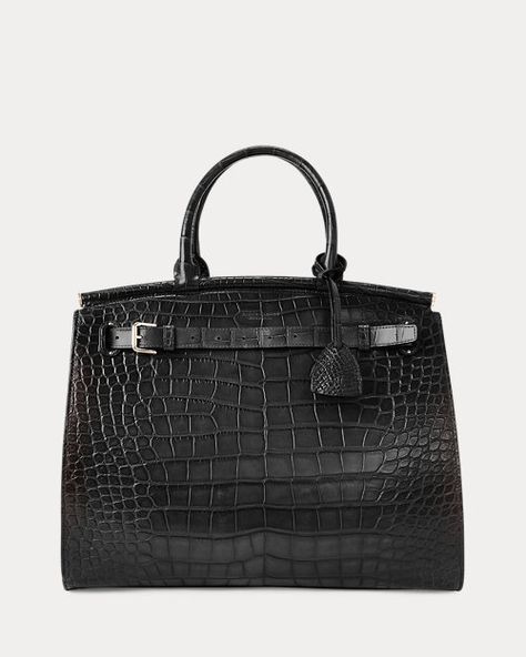 RL50 Alligator Large Bag | Ralph Lauren Alligator Belt, Ralph Lauren Bags, Women's Shoes Accessories, Travel Handbags, Ralph Lauren Collection, Coach Swagger Bag, Large Bag, Medium Bags, Leather Working