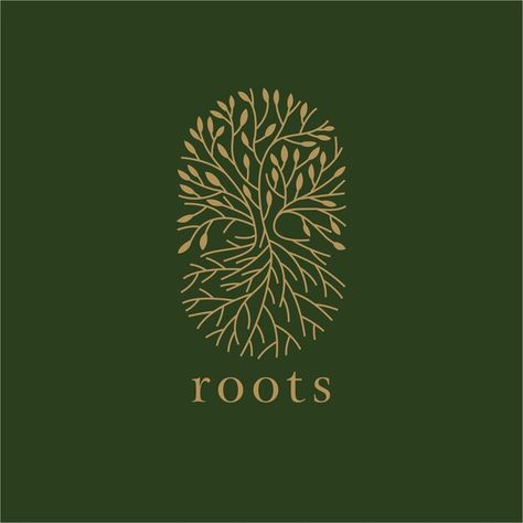 Premium Vector | Roots tree illustration logo with premium vector luxury style Logo With Tree Design, Tree And Roots Illustration, Rooted Logo Design, Tree Root Illustration, Tree Of Life Logo Design Ideas, Tree With Roots Illustration, Roots Illustration Design, Nature Logos Inspiration, Fern Logo Design