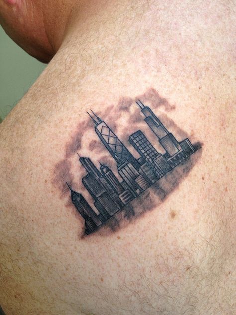 Skyline Tattoo Sleeve, Skyline Tatoos, Chicago Skyline Tattoo Men, New York City Skyline Tattoo, Denver Skyline Tattoo, Cleveland Skyline Tattoo, Chicago Skyline Tattoo, Building Tattoo, Skyline Tattoo