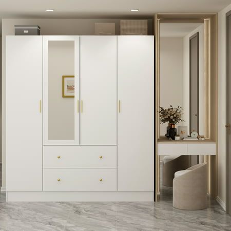 Wood Wardrobe Design, Wardrobe Internal Design, Closet Storage Cabinets, Modern Armoire, Wardrobe Laminate Design, Armoire Closet, Closet Mirror, Bedroom Wardrobe Design, Mirrored Armoire