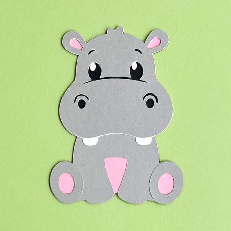 Cute Hippo - Layered Cardstock Hippo Template, Hippopotamus Craft, Hippo Craft, Hippo Crafts, Cartoon Paper, Cute Hippo, Kid Art, Hippopotamus, Arts And Crafts For Kids