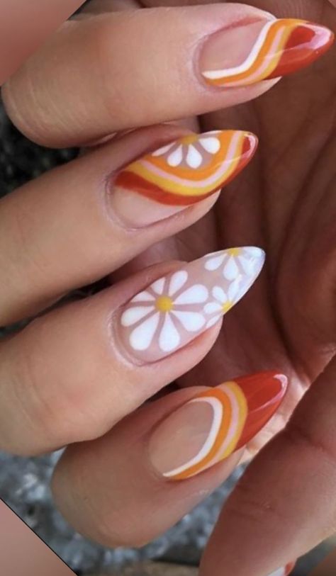 Beautiful, spring inspired nail art! 70s Inspired Nails, Inspired Nails, Acrylic Nail Art, Spring Inspiration, 70s Inspired, Nail Inspo, Acrylic Nails, Nail Art, Nails