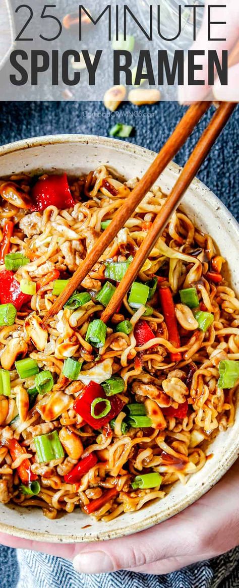 Spicy Chicken Ramen Recipes, Ramen With Chicken Recipes, Ramen Noodle Packet Recipes, 20 Min Meals, Spicy Ramen Noodle Recipes Chicken, Ramen Noodle Recipes Spicy, Spicy Ramen Noodle Recipes Easy, Dinner Recipes Ramen, Recipes Ramen Noodles