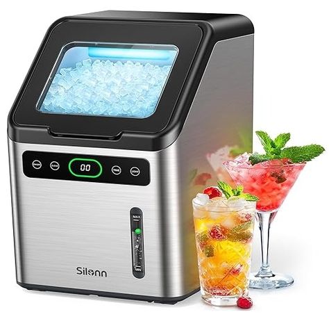 Amazon.com: Silonn Nugget Ice Maker - Timer Ice Machine with Self-Cleaning, 44lbs per Day Pebble Ice Maker with Soft Chewable Ice, One-Click Operation Ice Machine for Home, Kitchen, Office : Industrial & Scientific Pebble Ice Maker, Ice Maker Accessories, Pebble Ice, Nugget Ice, Nugget Ice Maker, Ice Makers, Specialty Cocktail, Ice Machine, Flavored Drinks