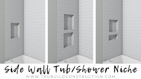 Creative Bathtub Tile Ideas And Inspiration Tub Shower Niche Placement, Tub Niche Placement, Bathtub Niche Placement, Tiled Tubs, Bathtub Niche Ideas, Bathtub Tile Ideas, Shower Niche Placement, Bathtub Tile Surround, Tile Around Bathtub