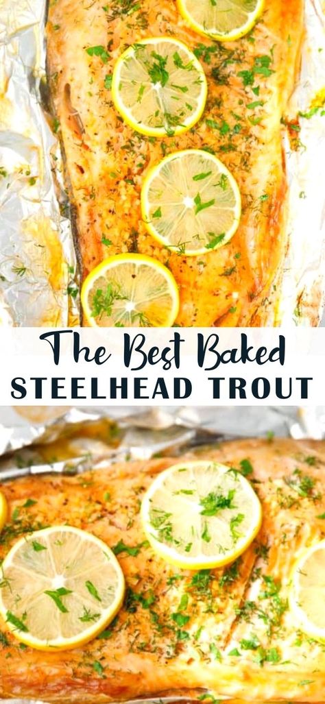 Trout Fillets Recipes, Trout In Parchment Paper, Cooking Fresh Trout, Steel Head Trout Recipes Grilled, Whole Trout Recipes Oven, Bake Trout In Oven, Trout Oven Recipe, Cooking Steelhead Trout, Steelhead Fillet Recipes