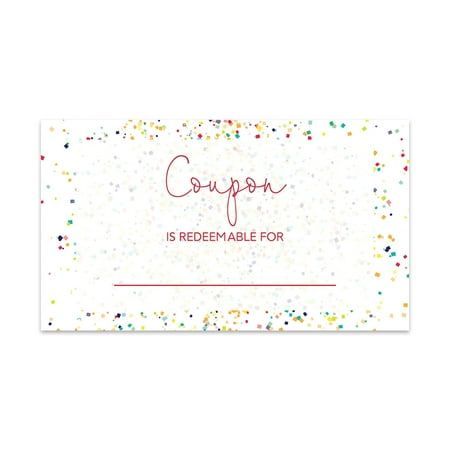 Koyal Wholesale Sprinkled Confetti Blank Coupon Is Redeemable For Voucher Cards, Loyalty Certificate Coupons, 100-Pack, White Coupon Books, Gift Voucher Template, Customer Loyalty Program, Small Business Cards, Customer Gifts, Holiday Gift Card, Coupon Card, Books For Moms, Love Coupons