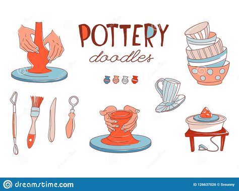 Pottery Doodle, Workshop Studio, Pottery Workshop, Doodle Style, Hand Drawn Vector, Illustration Inspiration, Styled Stock, Clay Pottery, Creative Crafts