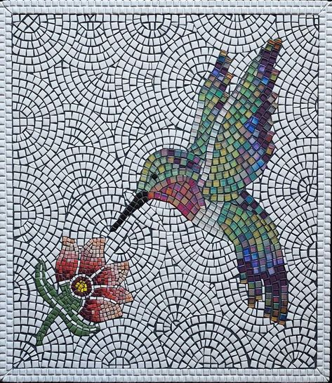 Hummingbird Mosaic by Artist Mark Eibes Hummingbird Mosaic, Grout Stain, Coloured Grout, Roman Mosaic, Mosaic Supplies, Mosaic Artwork, Glass Mosaic Tiles, Ancient Romans, Dark Colors