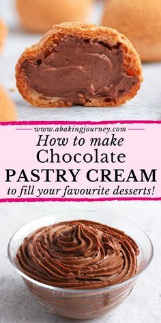 Chocolate Pastries Recipes, Filled Pastry Recipes, Chocolate Cream Horns, Chocolate Cream Cake Filling, Chocolate Cream Donut Filling, Cream Fillings Pastry, Cakes With Pastry Cream Filling, Puff Pastry Toppings, Eclairs Filling Recipe