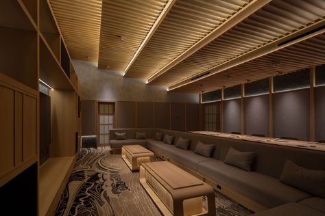 VIP Room with Karaoke Mini Theater Room, Karaoke Room Design, Gym Ceiling, Theater Room Design, Karaoke Room, Japandi Design, Vip Room, Rooftop Lounge, Theater Room