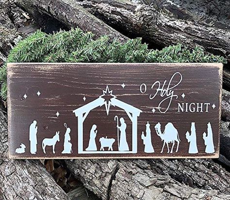 Nativity Scene Wood, Nativity Sign, Farmhouse Holiday Decor, Christmas Wooden Signs, Colored Chalk, Farmhouse Style Sign, Farmhouse Holiday, Christmas Nativity Scene, Holiday Signs