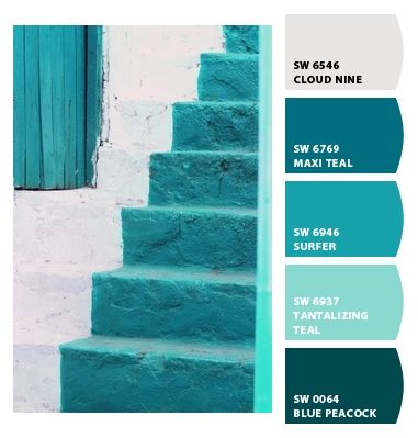 Paint colors from Chip It! by Sherwin-Williams Turquoise Aesthetic, Shades Of Turquoise, Stairway To Heaven, All Things Purple, Aqua Turquoise, Bleu Turquoise, Feeling Blue, Tiffany Blue, Turquoise Color