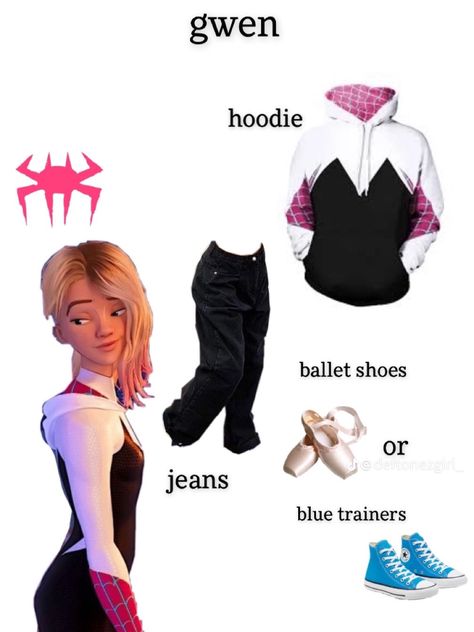 Gwen Spiderverse Costume, Gwen Stacy Spiderverse Costume, Gwen Stacy Costume, Gwen Spiderman, Cute Party Outfits, Percy Jackson Comics, Halloween Group, Halloween Costumes Ideas, Halloween Coustumes