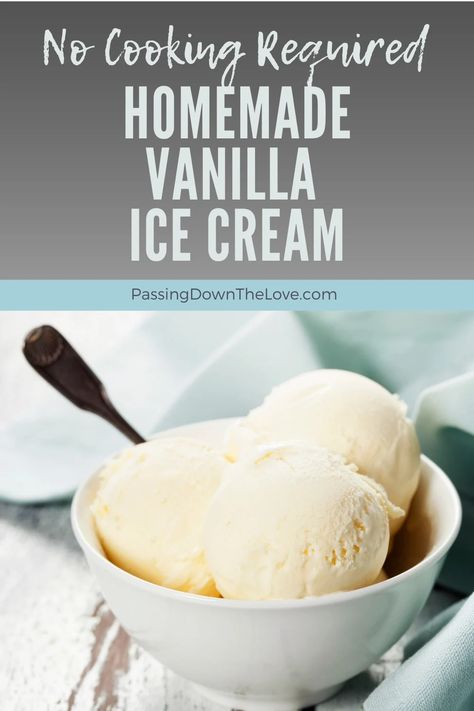 Homemade Vanilla Ice Cream in a bowl. Ice Cream Freezer Recipes Homemade, Homemade Ice Cream Whole Milk, Homemade Ice Cream No Cook, Quick Vanilla Ice Cream, No Cook Vanilla Ice Cream Homemade, Easy Ice Cream Recipe No Heavy Cream, No Cook Ice Cream Recipes Machine, Easy Homemade Ice Cream With Machine, Vanilla Ice Cream Homemade No Churn