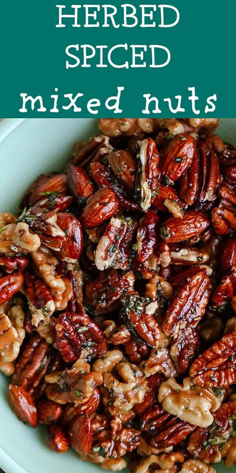 Seasoned Nuts Recipe Savory, Mixed Nuts Recipes, Easy Spiced Nuts Recipe, Herb Roasted Nuts Recipe, Spiced Nuts Recipe Holidays Savory, Spiced Mixed Nuts Recipe, Pub Snack, Roasted Nuts Recipe, Spiced Nuts Recipe