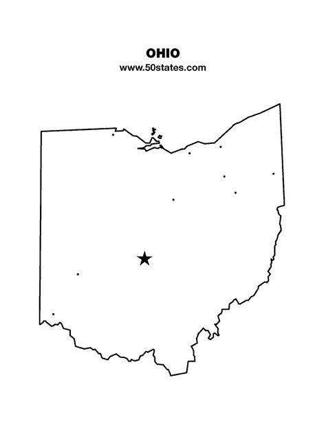 Map Free Printable Usa Map, Ohio Svg Free, State Report Projects, Ohio Map Printable, Ohio State Buckeyes Crafts, Buckeye Crafts, Columbus Map, State String Art, Ohio Map