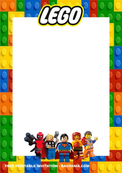 Get (FREE Printable) - Lego Superheroes Birthday Invitation Templates #free #freeinvitation2019 #birthday #disney #invitations #invitationtemplates Lego City Birthday, Lego Birthday Cards, Lego Party Invitations, Lego Birthday Invitation, Lego Movie Birthday, Lego Birthday Invitations, Lego Superheroes, Superhero Birthday Party Invitations, Printable Lego