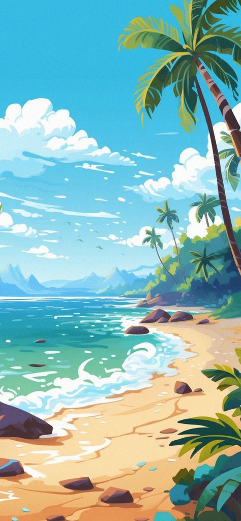 Beach Art Wallpaper, Sea Scape, Beach Drawing, Hawaii Shirts, Space Drawings, Western Wallpaper Iphone, Zero Wallpaper, Wallpaper Iphone Summer, Drawing Wallpaper