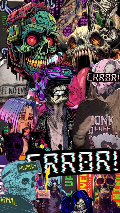 #cyberpunk#skull#punk Y2k Horror Aesthetic, Cyberpunk Wallpaper Iphone, Cyberpunk Phone Wallpaper, Files Wallpaper, Cyberpunk Comic, Neon Cyberpunk Aesthetic, Cyberpunk Horror, Cyberpunk Skull, Cyberpunk Wallpaper