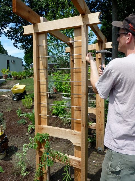 Diy Arbor Trellis, Diy Arbor, Arbor Trellis, Diy Arbour, Grape Arbor, Wooden Arbor, Arbors Trellis, Garden Magic, Cheap Pergola